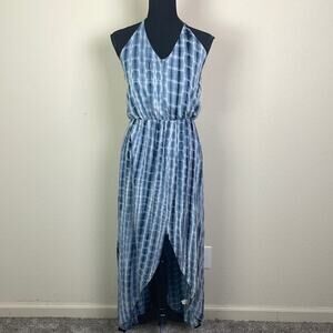 Francesca’s Alya blue tie dye halter maxi dress women’s M
